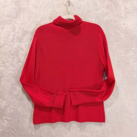 Liz Claiborne Womens L Sweater Bold Red Wool Blend Turtle Neck Office career - Picture 7 of 15